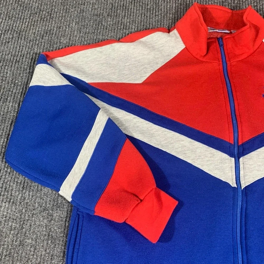 VTG MacGregor Jacket Mens Large Blue Full Zip Fleece Embroidered Track Retro 90s
